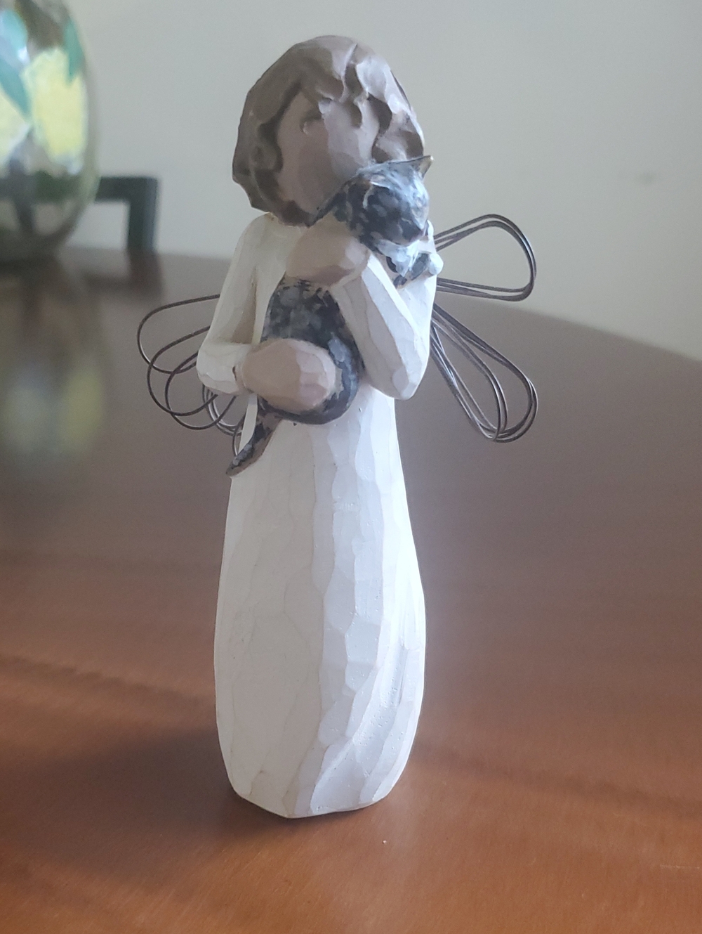 WILLOW TREE Holding Small Pet - White and Brown  (With Affection)  Cute